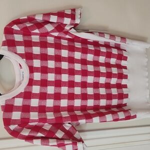 Liz Claiborne Pink and White Checkered Sweater